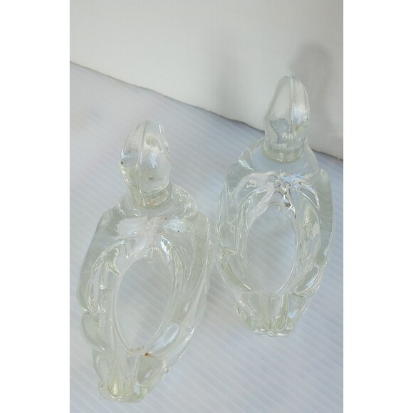 Vintage Lot Of 2  glass DUCK Personal ASHTRAY Pipe Holder Clear Trinket Dish 3" - Picture 9 of 12